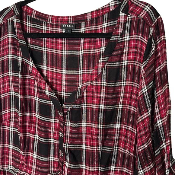 Torrid NWOT Plaid Shirt Dress 2X black
/burgundy - Picture 3 of 6